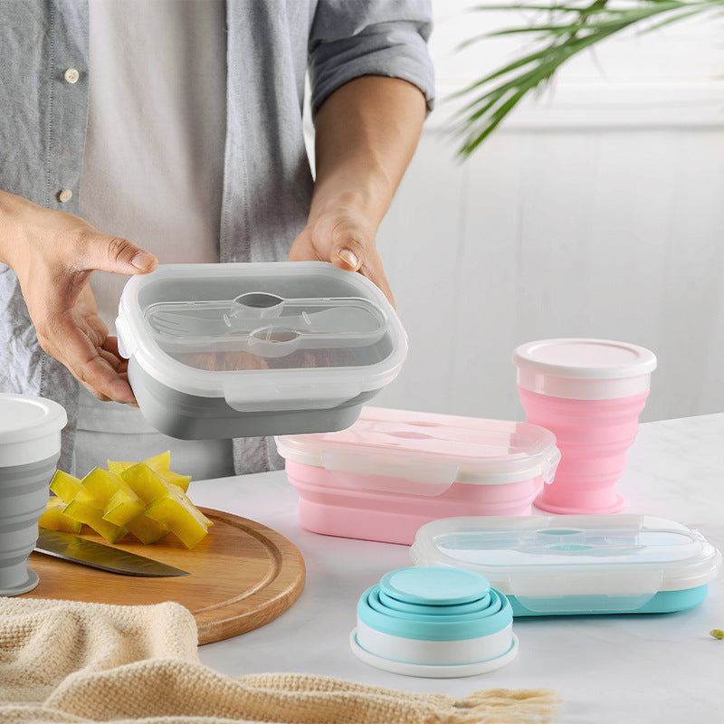 Collapsible Silicone Lunch Box and Water Cup