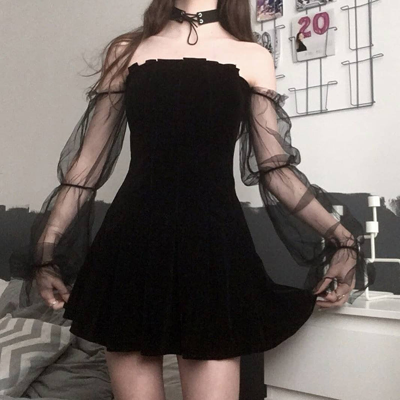 Sexy See-Through Mesh Pleated Skirt