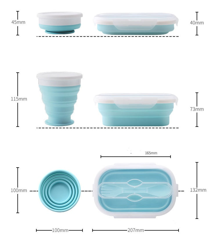 Collapsible Silicone Lunch Box and Water Cup