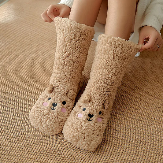 Cartoon Fluffy Microfiber Womens Fuzzy Socks