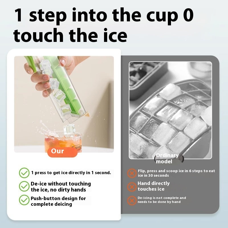 1 Press for 1 Cup Ice - Ice Cube Maker with Storage Box