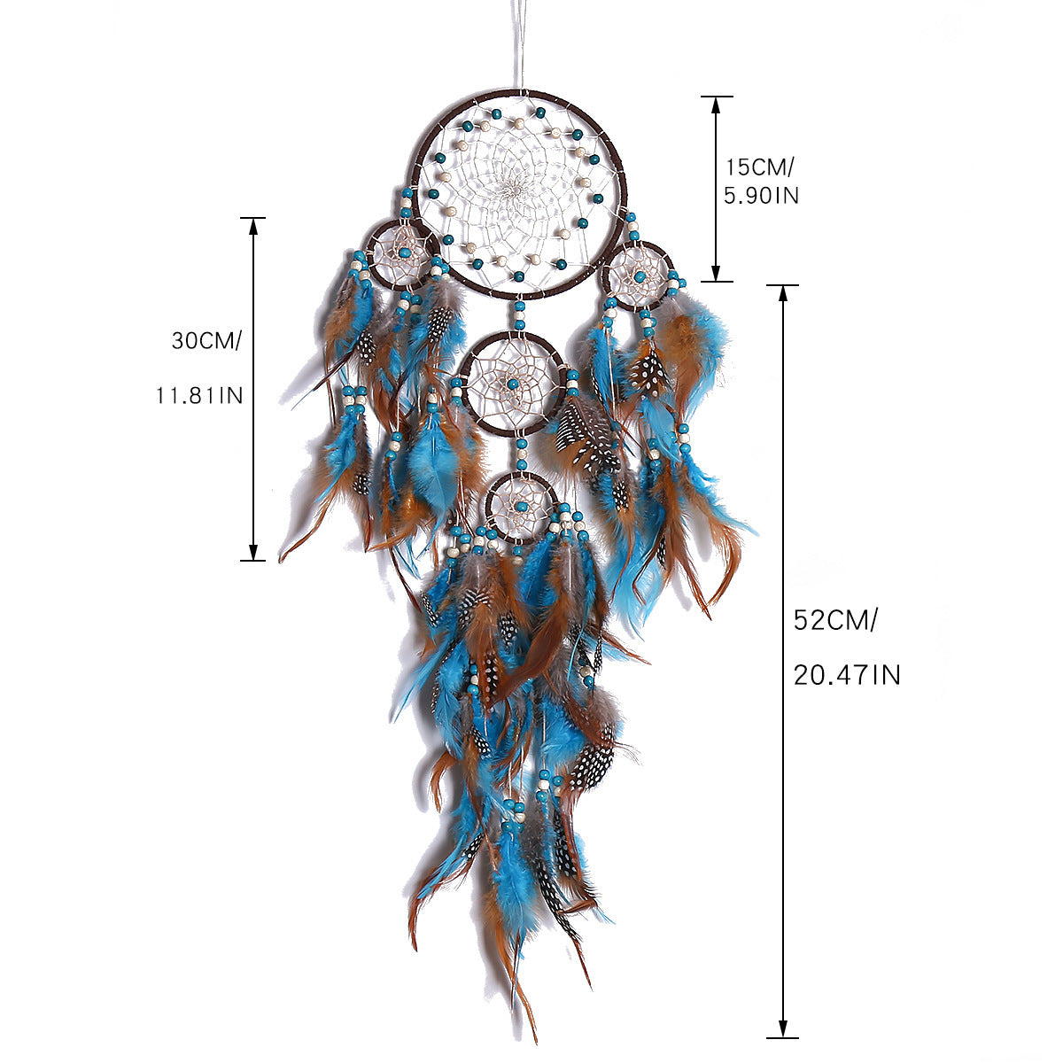 Five Rings Dream Catcher Feather