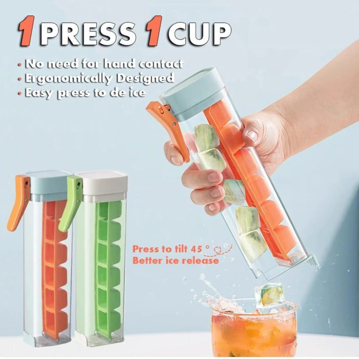 1 Press for 1 Cup Ice - Ice Cube Maker with Storage Box