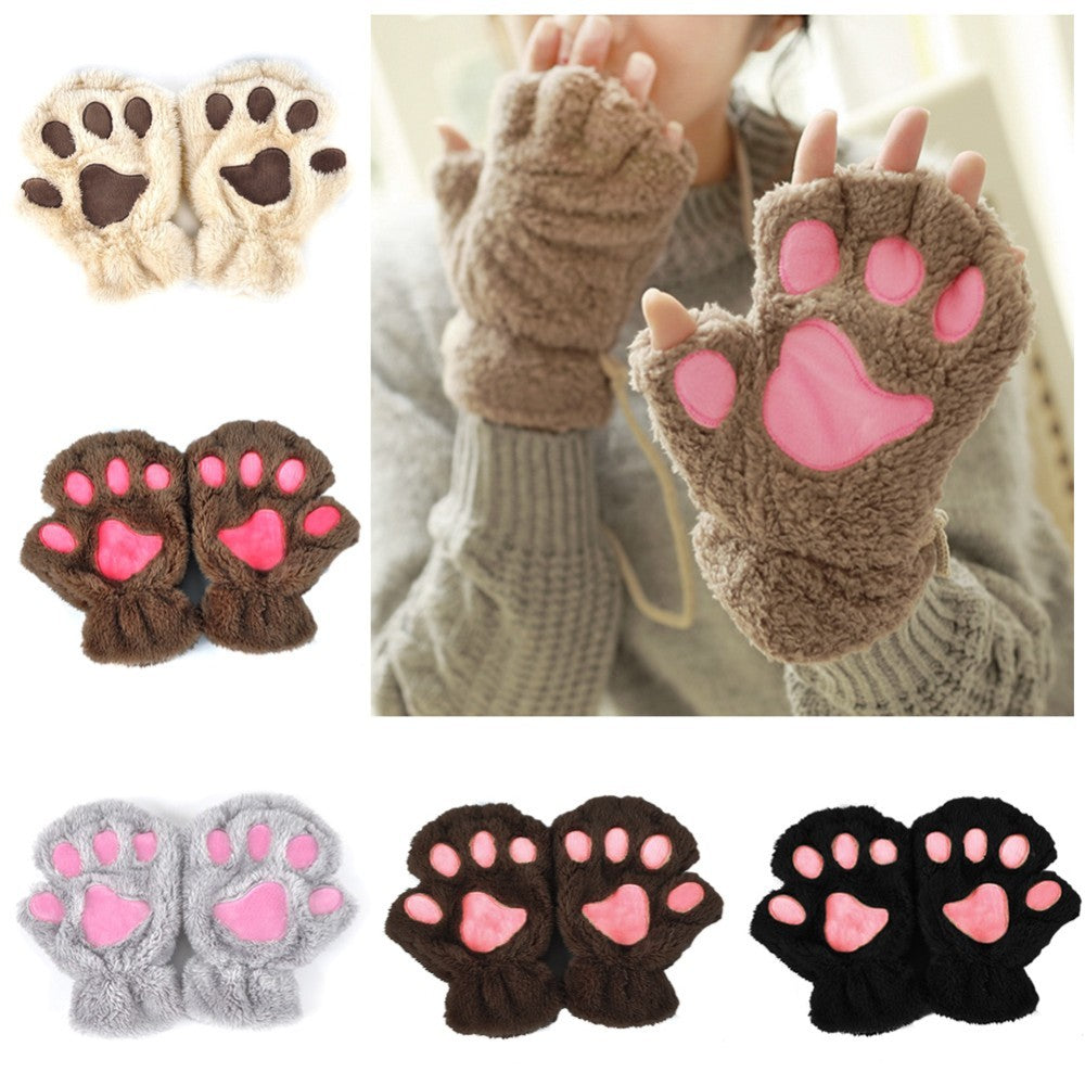 Cute Cat Claw Gloves Short Finger