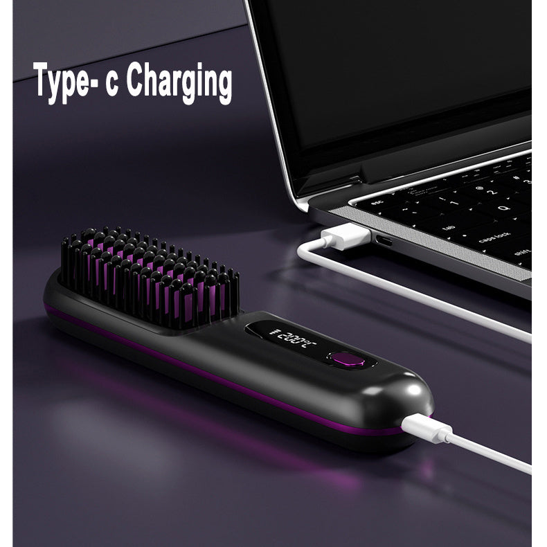 Cordless Hair Straightener Brush with USB Charging