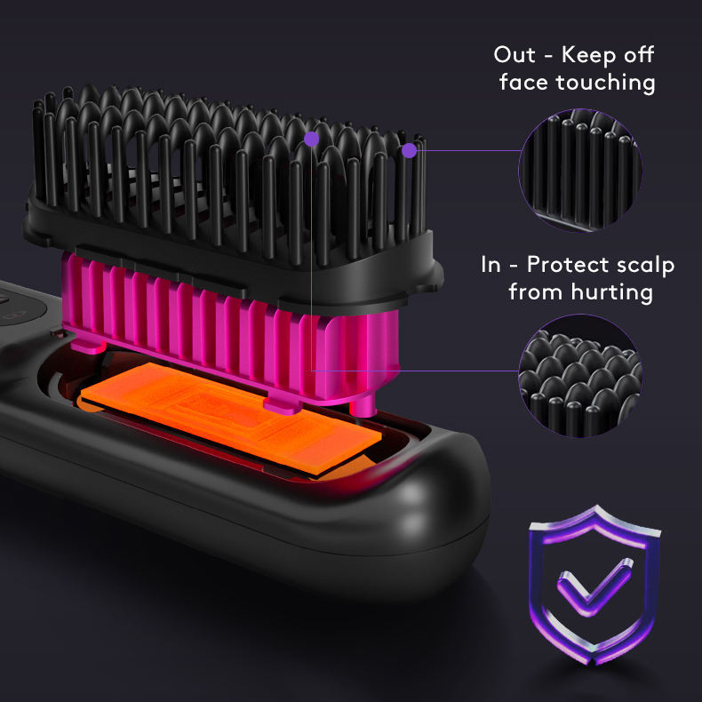 Cordless Hair Straightener Brush with USB Charging