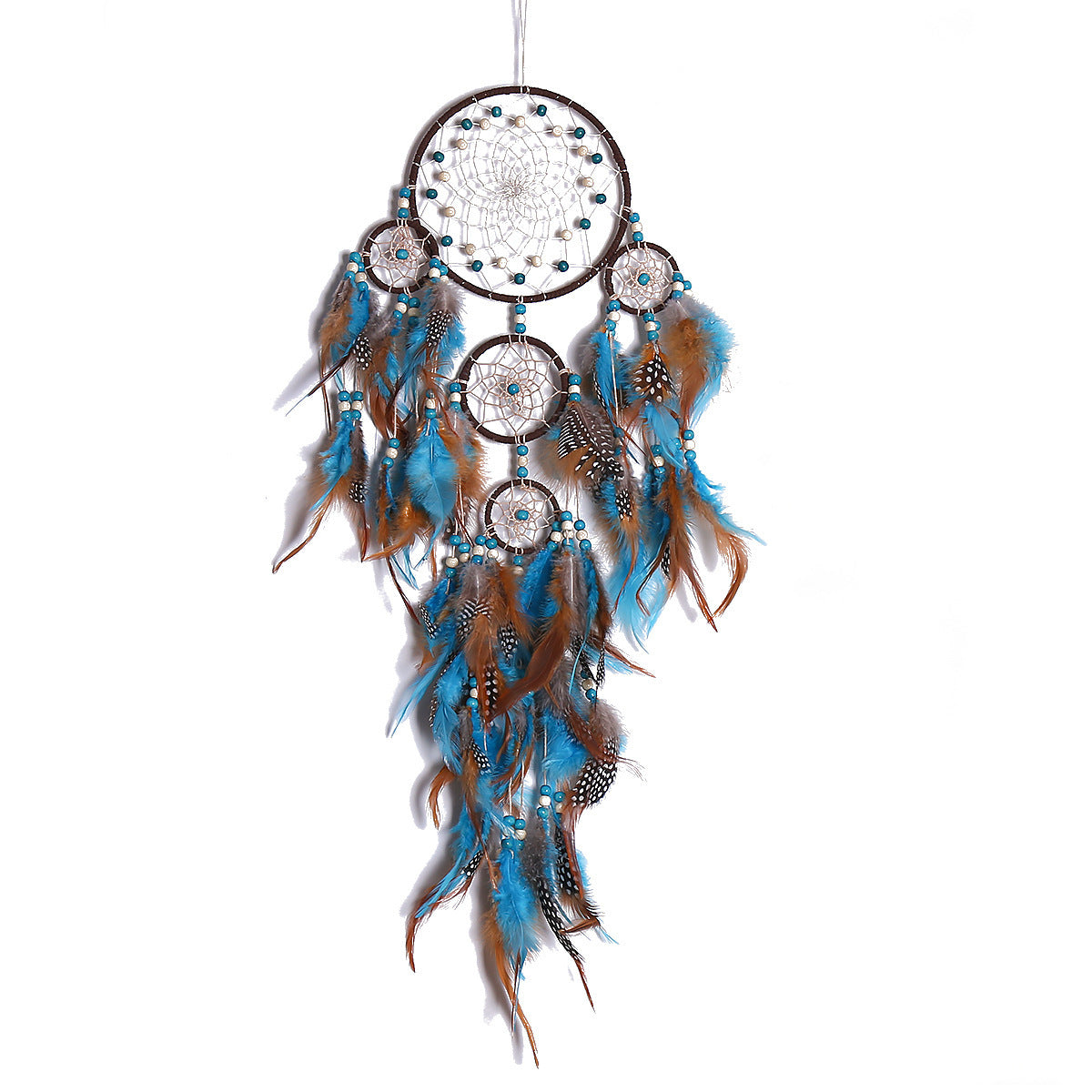 Five Rings Dream Catcher Feather