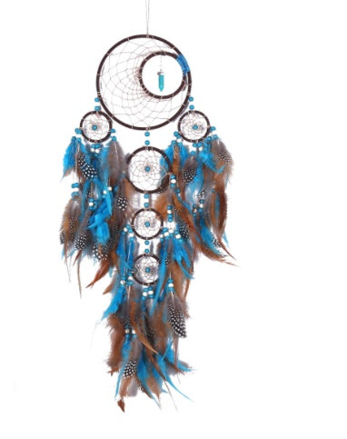 Five Rings Dream Catcher Feather