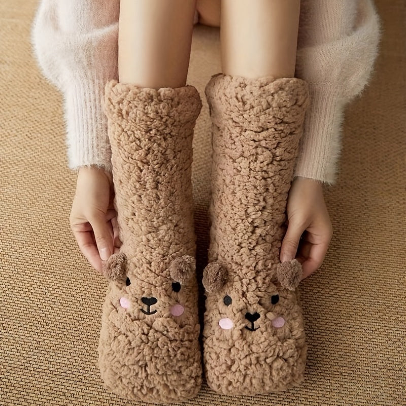 Cartoon Fluffy Microfiber Womens Fuzzy Socks