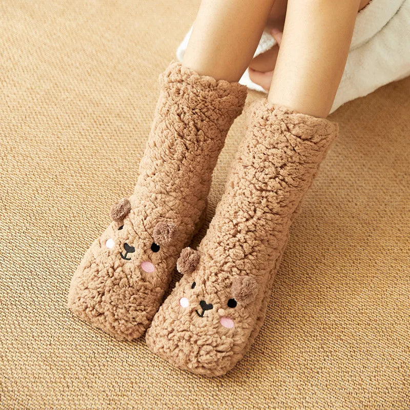 Cartoon Fluffy Microfiber Womens Fuzzy Socks