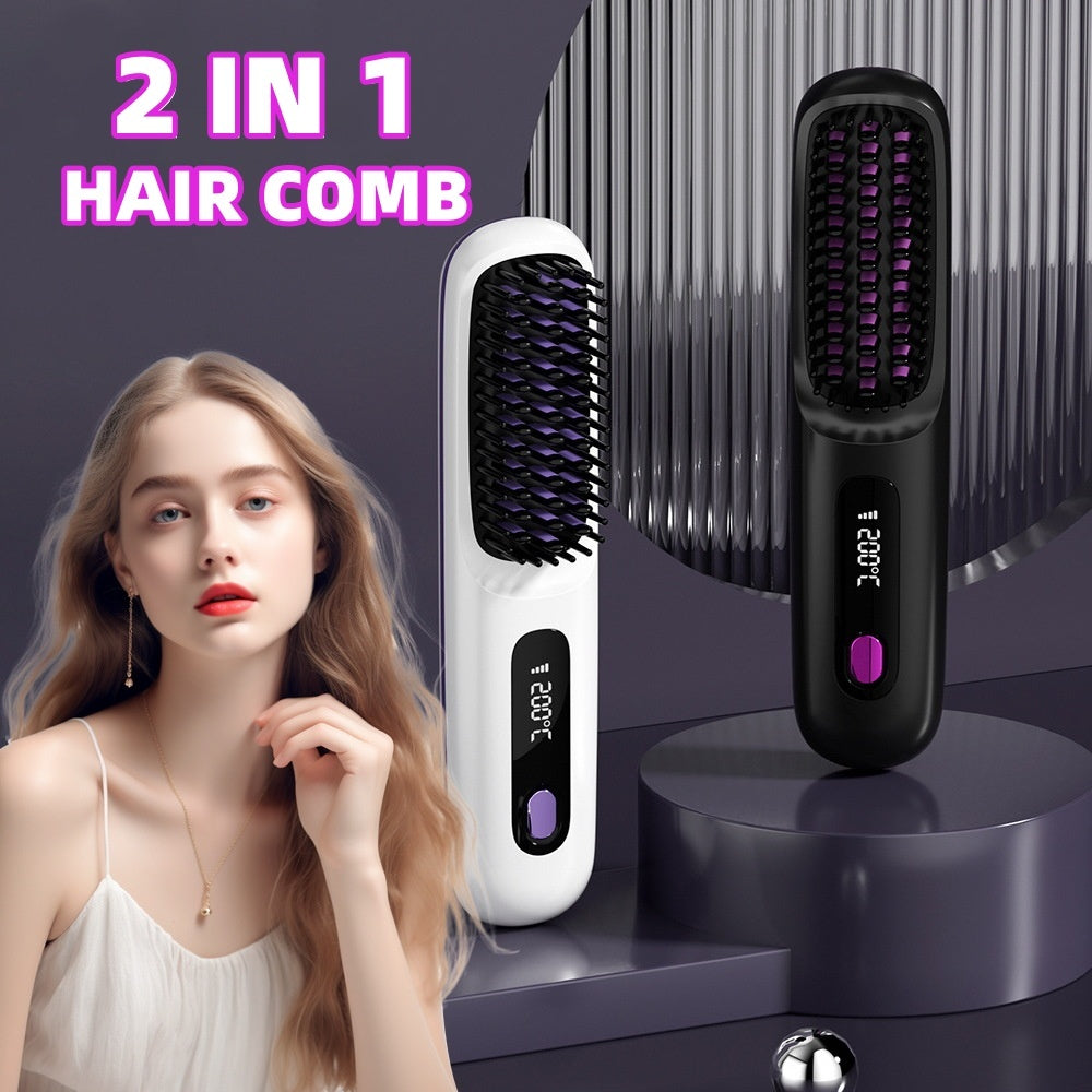 Cordless Hair Straightener Brush with USB Charging