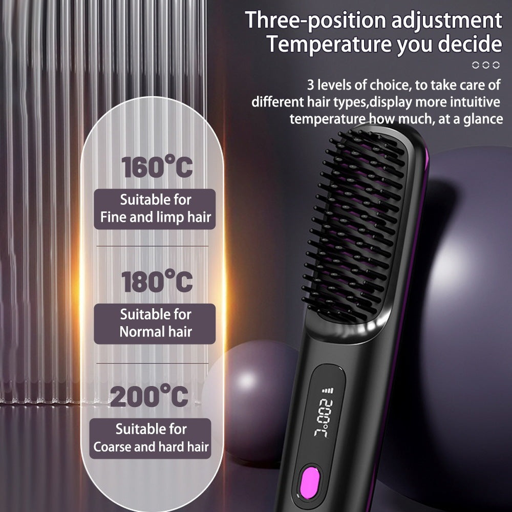 Cordless Hair Straightener Brush with USB Charging